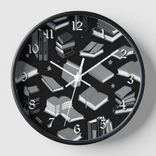 Booking It Monochrome Clock