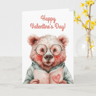Bookish Bear Valentine`s Day Card
