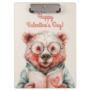 Bookish Bear Valentine`s Day Clipboard
