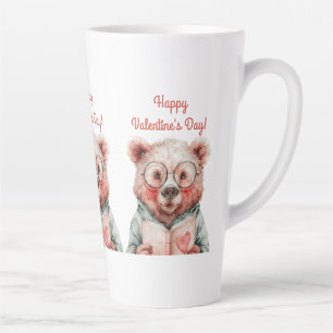 Bookish Bear Valentines Design Latte Mug
