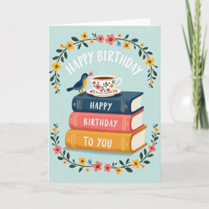 Bookish Bird Birthday Card