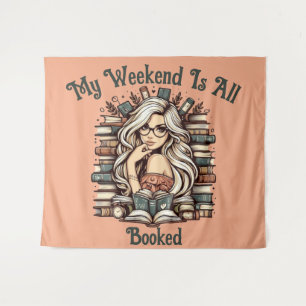 Bookish Bliss: Girl Amidst Books Tapestry