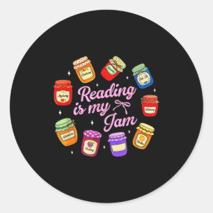 Bookish book lover librarian reader reading is jam classic round sticker