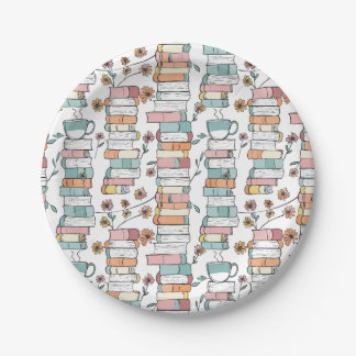 Bookish Books Pastel Pink Paper Plates