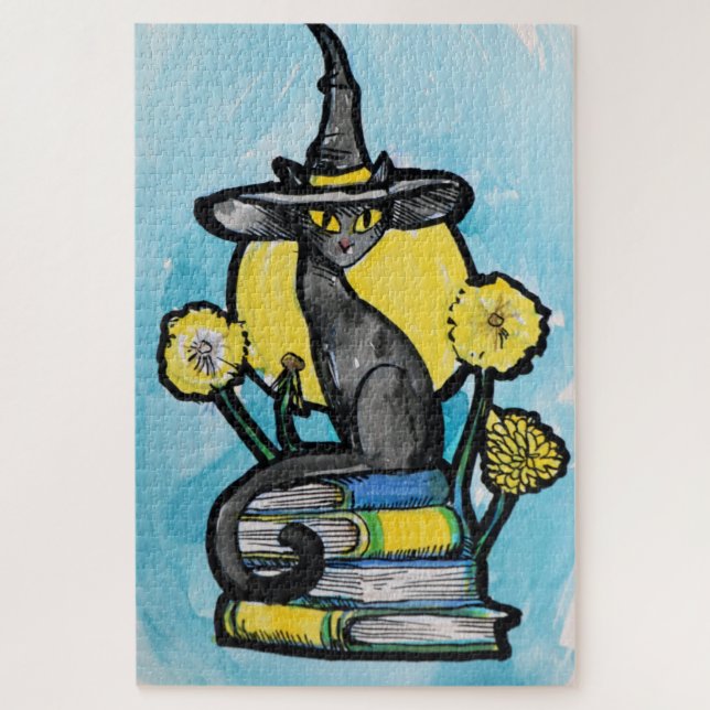 Bookish Cat Witch                                  Jigsaw Puzzle (Vertical)