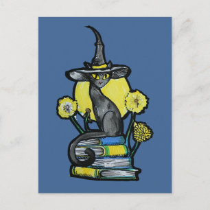 Bookish Cat Witch                                  Postcard