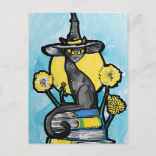 Bookish Cat Witch                                  Postcard
