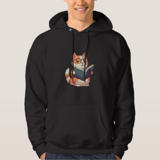 Bookish Cat with Glasses  Cute & Intellectual Desi Hoodie