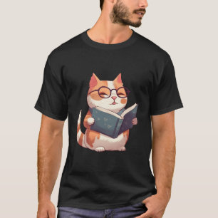 Bookish Cat With Glasses Intellectual T-Shirt