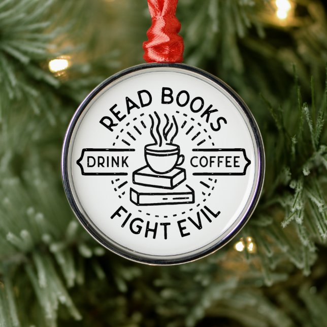 Bookish christian girl coffee book lover quotes metal ornament (Tree)