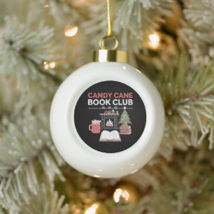 Bookish Christmas Candy Cane Book Club Bookish Ceramic Ball Christmas Ornament