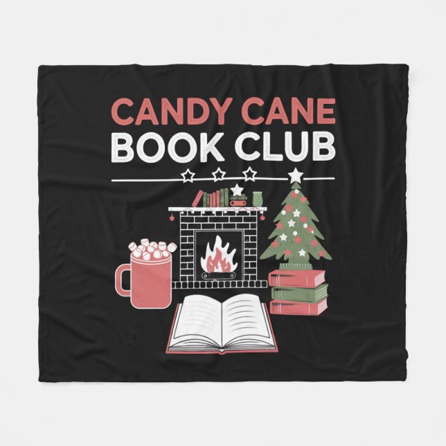 Bookish Christmas Candy Cane Book Club Bookish  Fleece Blanket (Front (Horizontal))