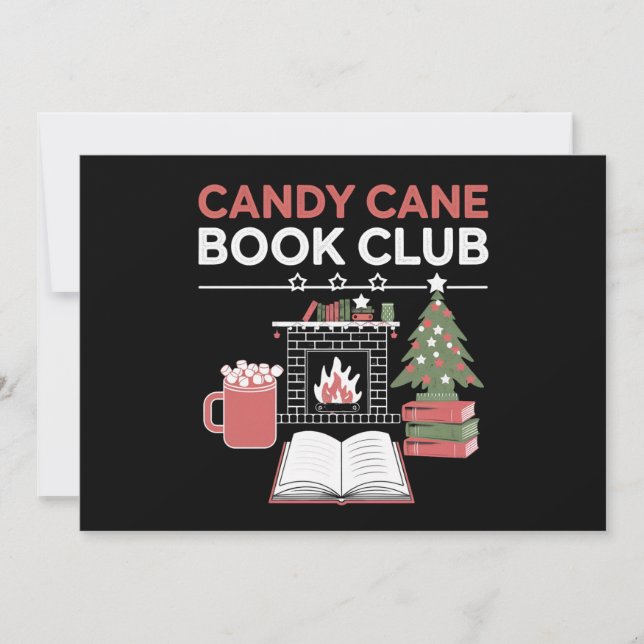 Bookish Christmas Candy Cane Book Club Bookish  Holiday Card (Front)