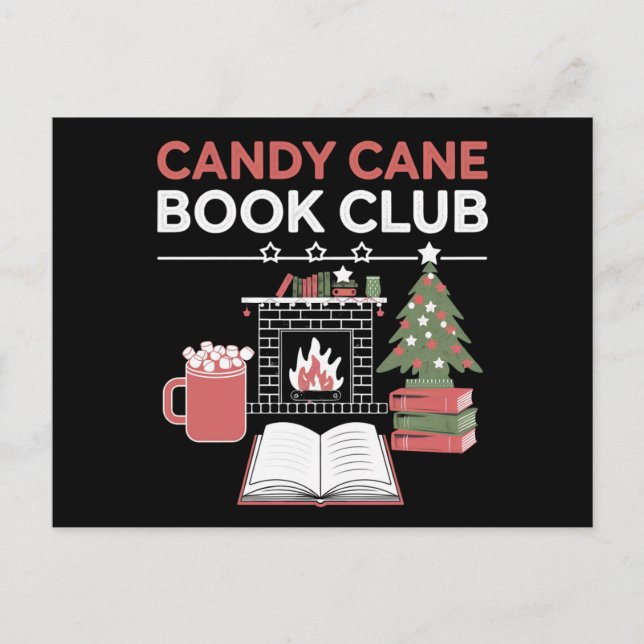 Bookish Christmas Candy Cane Book Club Bookish  Postcard (Front)