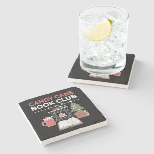 Bookish Christmas Candy Cane Book Club Bookish  Stone Coaster