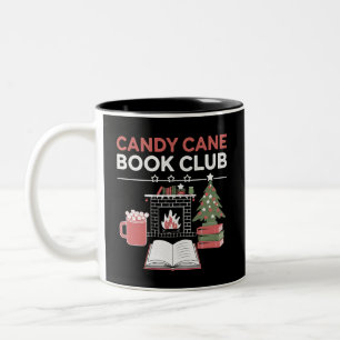 Bookish Christmas Candy Cane Book Club Bookish  Two-Tone Coffee Mug