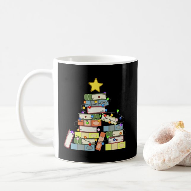 Bookish Christmas Tree I Coffee Mug (With Donut)