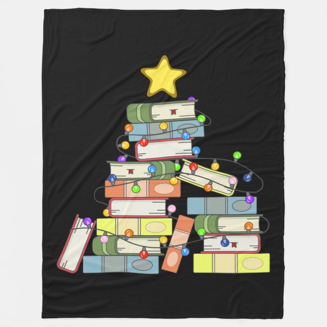 Bookish Christmas Tree I Fleece Blanket (Front)