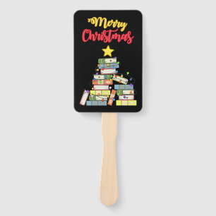 Bookish Christmas Tree I Hand Fan