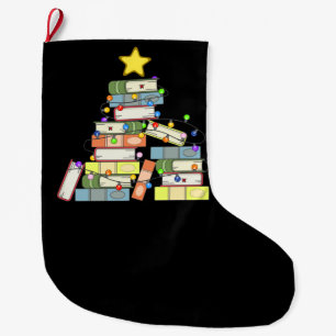 Bookish Christmas Tree I Large Christmas Stocking