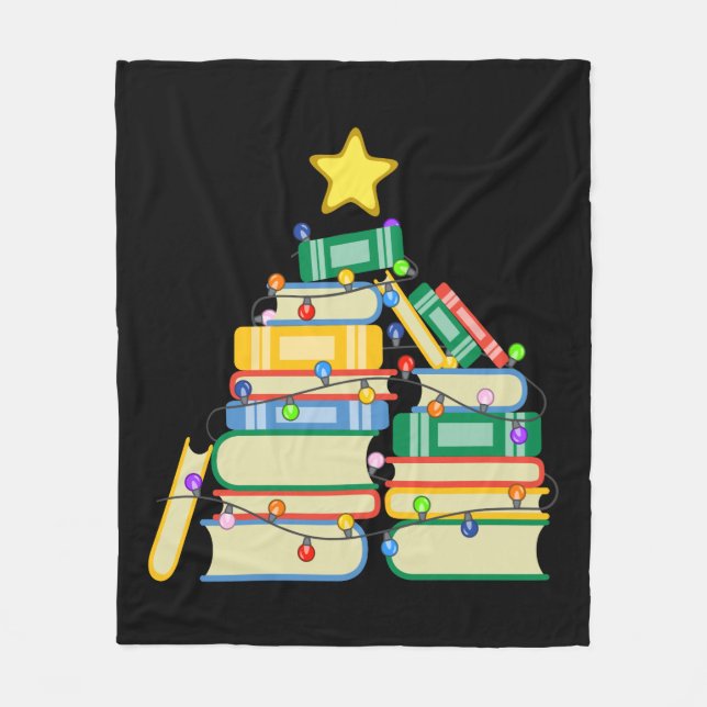 Bookish Christmas Tree II Fleece Blanket (Front)