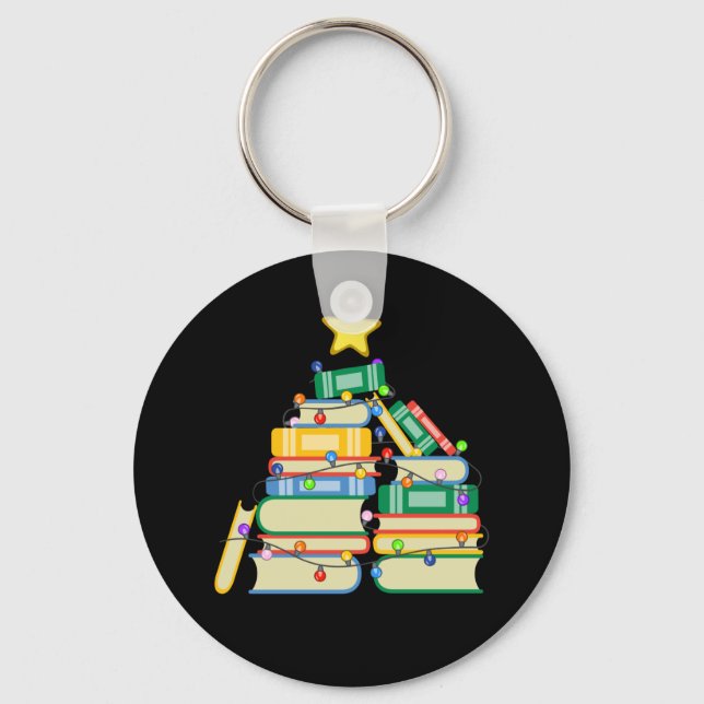 Bookish Christmas Tree II Key Ring (Front)