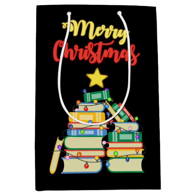 Bookish Christmas Tree II Medium Gift Bag (Front)
