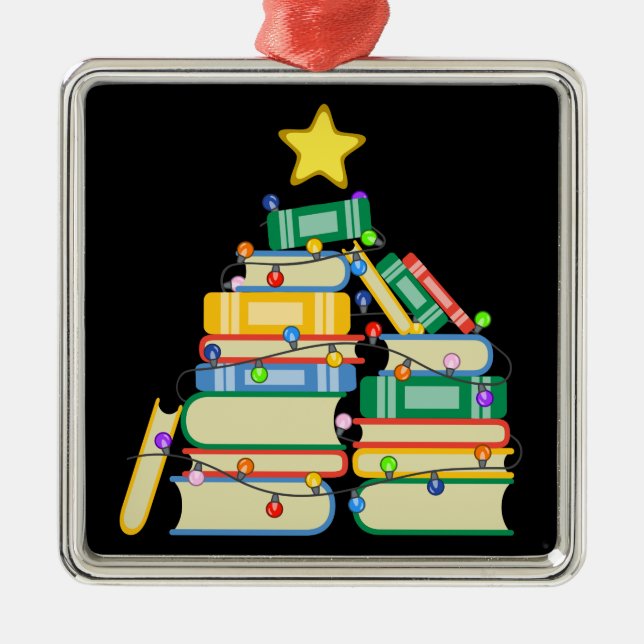 Bookish Christmas Tree II Metal Ornament (Front)