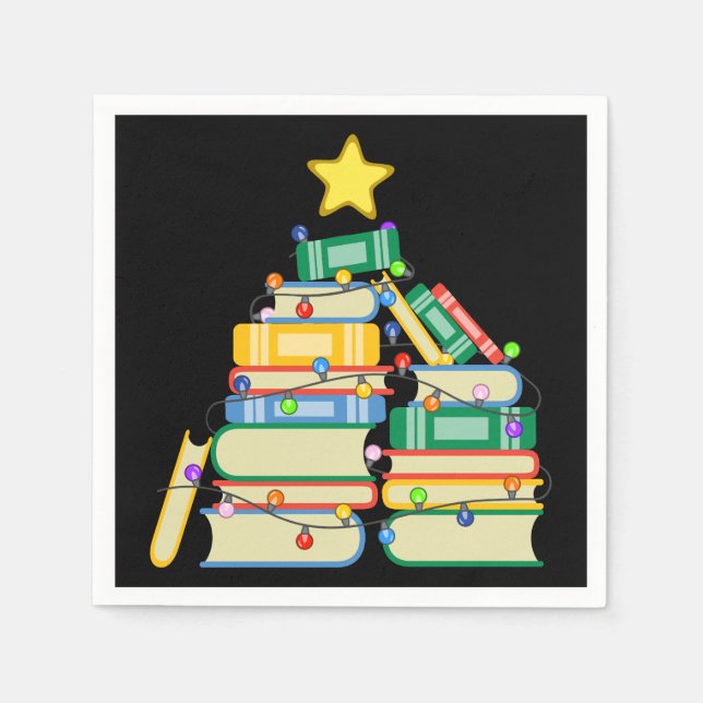 Bookish Christmas Tree II Napkin (Front)