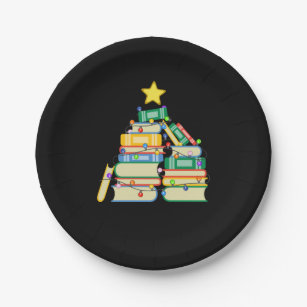 Bookish Christmas Tree II Paper Plate