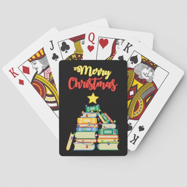 Bookish Christmas Tree II Playing Cards (Back)