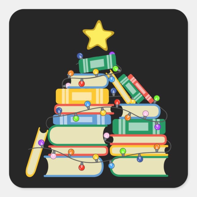Bookish Christmas Tree II Square Sticker (Front)