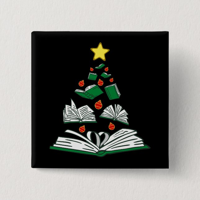 Bookish Christmas Tree III 15 Cm Square Badge (Front)