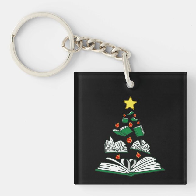 Bookish Christmas Tree III Key Ring (Front)