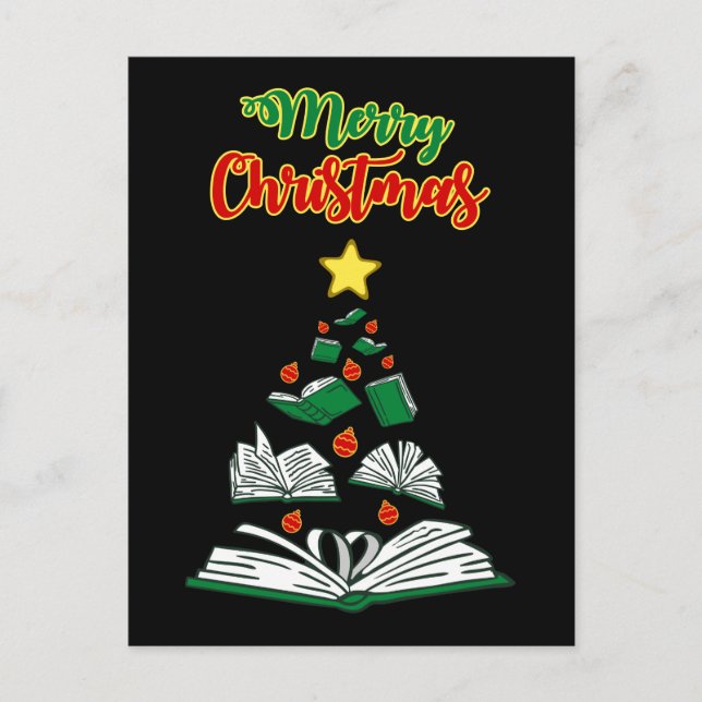 Bookish Christmas Tree III Postcard (Front)