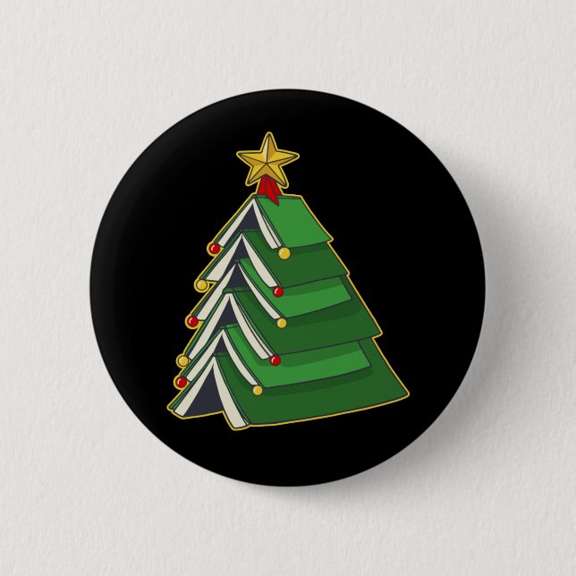 Bookish Christmas Tree IV 6 Cm Round Badge (Front)
