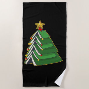 Bookish Christmas Tree IV Beach Towel