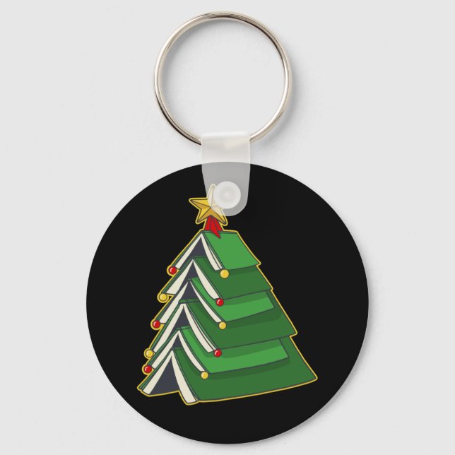 Bookish Christmas Tree IV Key Ring (Front)