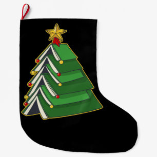 Bookish Christmas Tree IV Large Christmas Stocking
