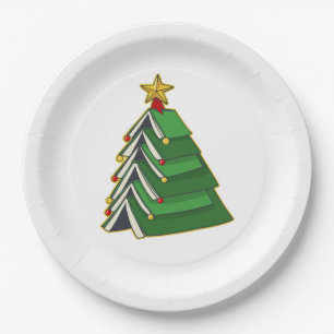 Bookish Christmas Tree IV Paper Plate
