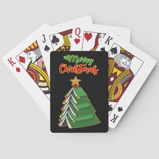 Bookish Christmas Tree IV Playing Cards (Back)
