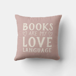 Bookish Funny Saying Pink and Cream Typography Cushion