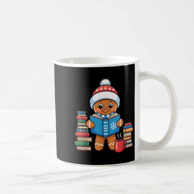 Bookish Gingerbread Reading Books Christmas Pajama Coffee Mug (Right)