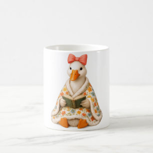 Bookish Goose Blanket —Silly Goose with Bow & Book Coffee Mug