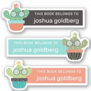 Bookish Green Cacti Book Label