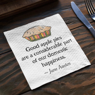 Bookish Jane Austen Literary Quote Hand-Drawn Pie Napkin