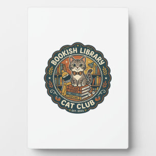 Bookish Library Cat POD Vector Art - Bookish Libra Plaque