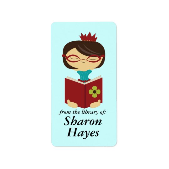 Bookish Library Reading Lady Bookplate Gift Address Label