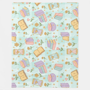 Bookish Magic Pastel Girl Green Fleece Blanket