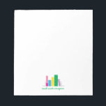 Bookish Notepad<br><div class="desc">This vibrant,  multi-coloured book shelf with the phrase,  "read,  write,  imagine" is a wonderful gift for the book worm in your life. Text and text colour can be customised. Part of a collection from Parcel Studios.</div>